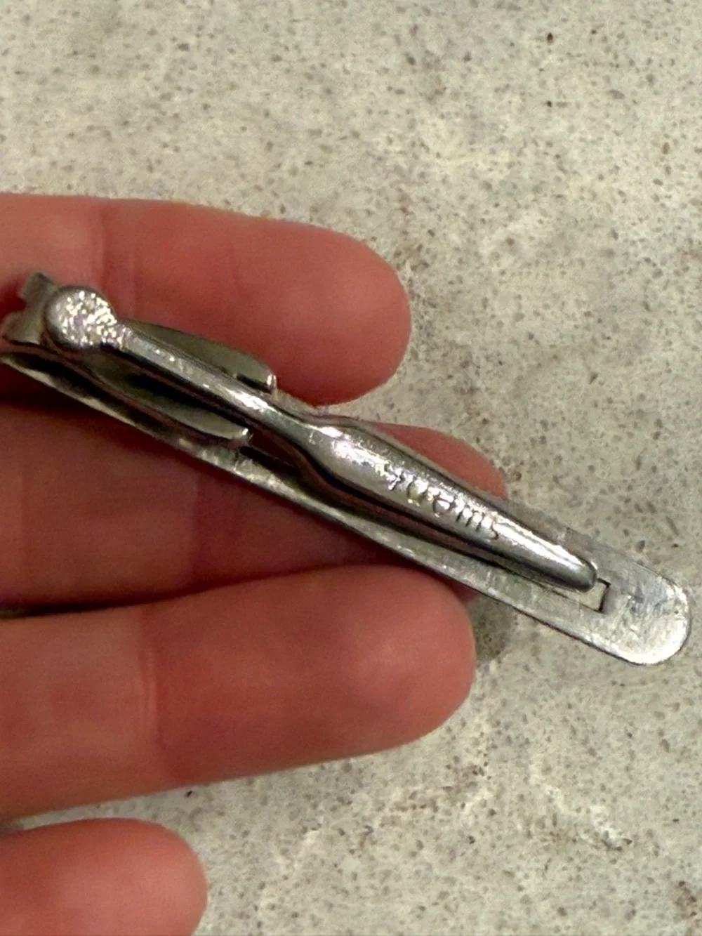 Vintage swank art deco Silver Metal Art Tie bar money clip